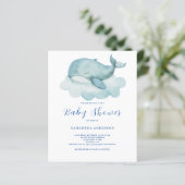walvis genderneutraal budget Baby shower uitnodigi (Staand voorkant)