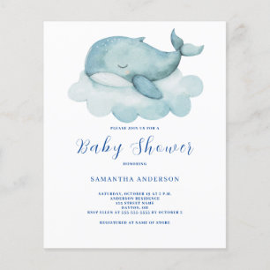 walvis genderneutraal budget Baby shower uitnodigi Flyer