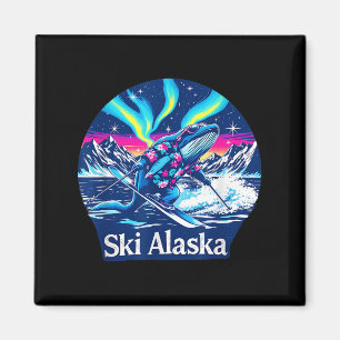 Walvis genietend van skiën in Alaska avontuur Magneet