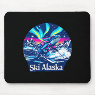 Walvis genietend van skiën in Alaska avontuur  Muismat