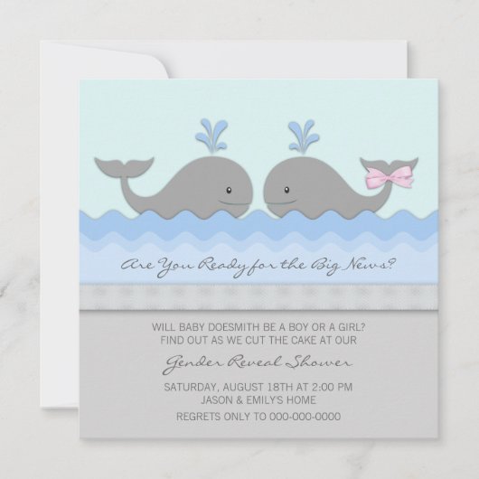 Walvis Geslacht onthullen Baby shower Kaart (Voorkant)
