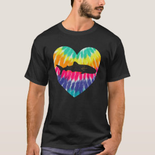 Walvis haai hart met stropdas kleurstof print voor t-shirt