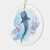Walvis Haai. Waterverf Keramisch Ornament (Links)