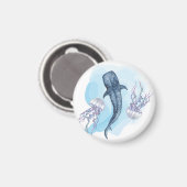 Walvis Haai. Waterverf Magneet (Voorkant / Achterkant)