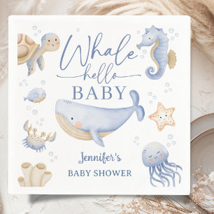 Walvis Hallo Baby Shower Jongen Blauwe Oceaan  Servet