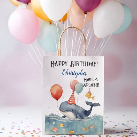 Walvis hebben een splash gepersonaliseerde jongens medium cadeauzakje