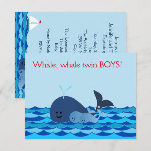Walvis Het is een Baby shower met twee stralen Kaart