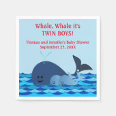 Walvis, het is een tweeling jongens Baby shower se Servet (Voorkant)