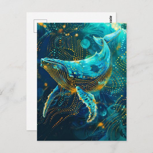 Walvis in Aboriginal Dot Art Style Briefkaart (Voorkant / Achterkant)