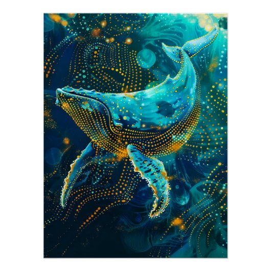 Walvis in Aborigines-stipstijl Perfect Poster (Voorkant)