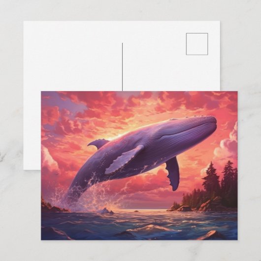 Walvis in de pastellucht Klein Briefkaart (Voorkant / Achterkant)