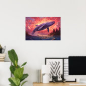 Walvis in de pastellucht Klein Poster (Thuiskantoor)