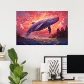 Walvis in de pastellucht Klein Poster (Thuiskantoor)
