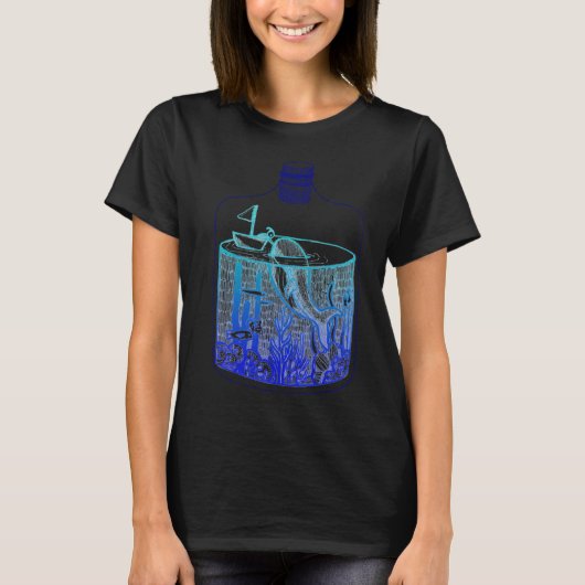 Walvis in een pot - Blauwe gradiënt T-shirt (Voorkant)