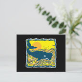 walvis in het ontwerp van de zonsondergang briefkaart (Staand voorkant)