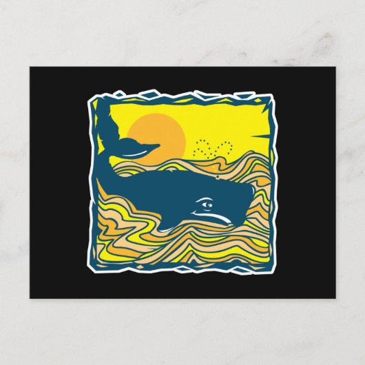 walvis in het ontwerp van de zonsondergang briefkaart (Voorkant)