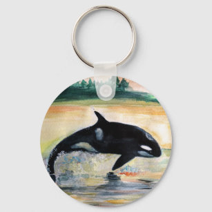 Walvis in Jump Wild Orca Basic Button sleutelhange Sleutelhanger