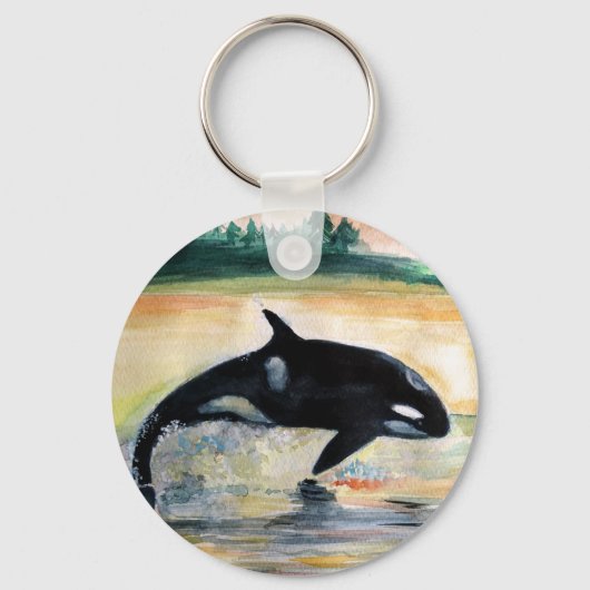 Walvis in Jump Wild Orca Basic Button sleutelhange Sleutelhanger (Voorkant)
