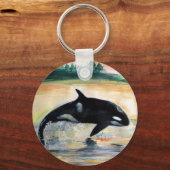 Walvis in Jump Wild Orca Basic Button sleutelhange Sleutelhanger (Voorkant)