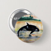 Walvis in Jump Wild Orka Ronde Badge Button 5,7 Cm (Voorkant /achterkant)