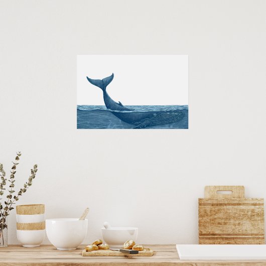 Walvis in kleine oceaan poster (Keuken)