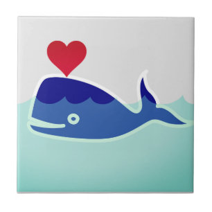 Walvis in oceaan Cartoon Tegeltje
