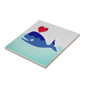 Walvis in oceaan Cartoon Tegeltje (Zijkant)