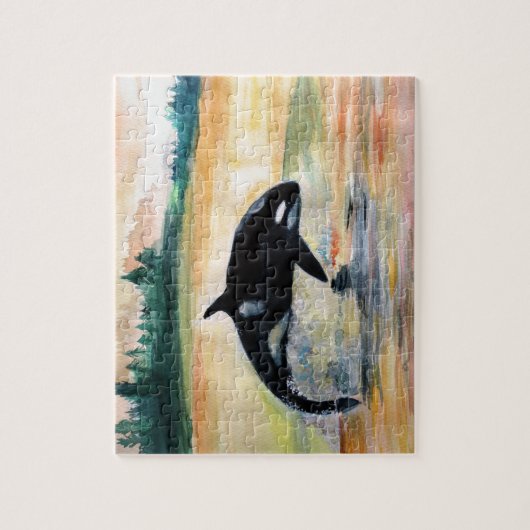 Walvis in sprong foto puzzel met geschenkdoos (Verticaal)