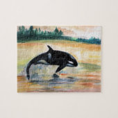 Walvis in sprong foto puzzel met geschenkdoos legpuzzel (Horizontaal)