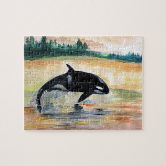 Walvis in sprong foto puzzel met geschenkdoos legpuzzel (Horizontaal)