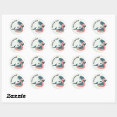 Walvis in zwembad baby shower ronde sticker (Vel)