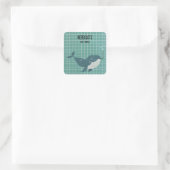 Walvis in zwembad baby shower vierkante sticker (Tas)