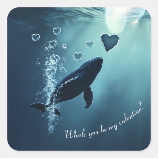 Walvis, jij bent mijn valentijn vierkante sticker (Voorkant)