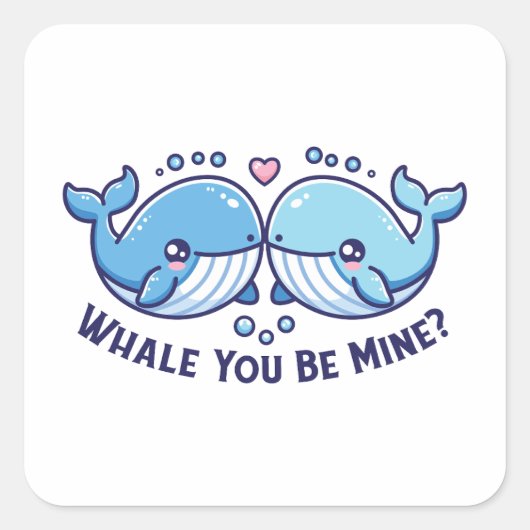 Walvis jij bent van mij Valentijnse woordspeling Vierkante Sticker (Voorkant)