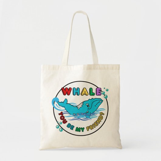 Walvis Jij Mijn Vriend Blauwe Bubbel Bultkabouter Tote Bag (Voorkant)