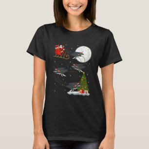 Walvis Kerstman slee van vliegen grappige magische T-shirt