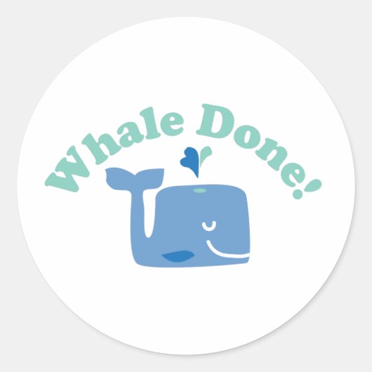 Walvis klaar! ronde sticker (Voorkant)