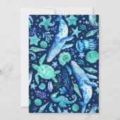 Walvis, koraal en zeeschelpen onder het Zee blauw Kaart (Achterkant)