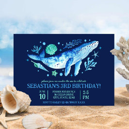 Walvis, koraal en zeeschelpen onder het Zee blauw Kaart