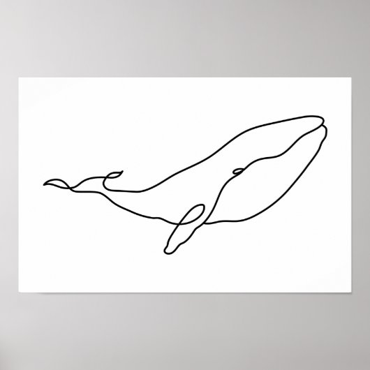 Walvis, lijn kunst illustratie 17 x 11 poster (Voorkant)
