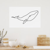Walvis, lijn kunstillustratie poster (Keuken)