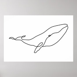 Walvis, lijn kunstillustratie poster