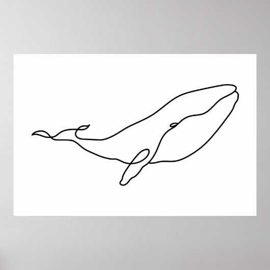 Walvis, lijn kunstillustratie poster (Voorkant)