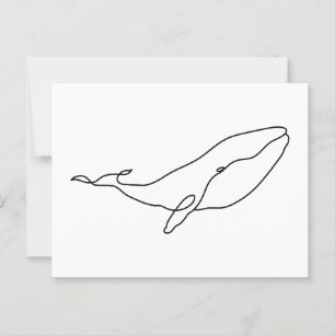 Walvis, lijntekening illustratie briefkaart