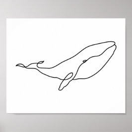 Walvis, lijntekening illustratie poster