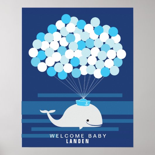 Walvis | Logboek voor gasten op babyshower Print (Voorkant)