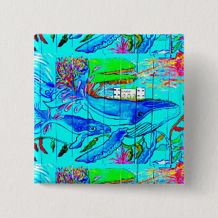 walvis magnet vierkante button 5,1 cm