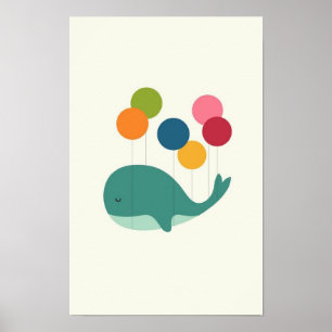 Walvis met Kleurrijke Ballonnen Kinderen&baby Poster