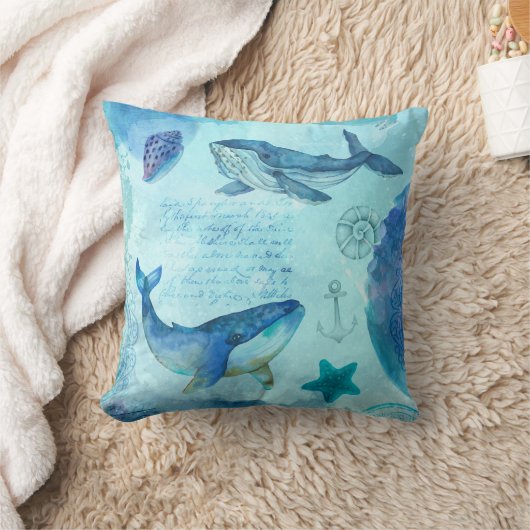 Walvis met scheepvaart kussen (Deken)