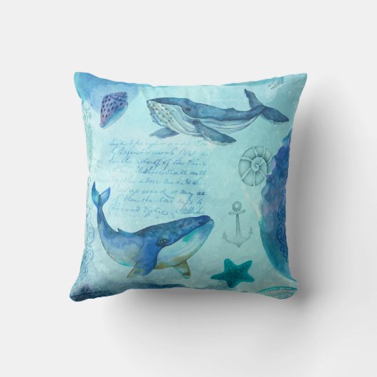 Walvis met scheepvaart kussen (Achterkant)